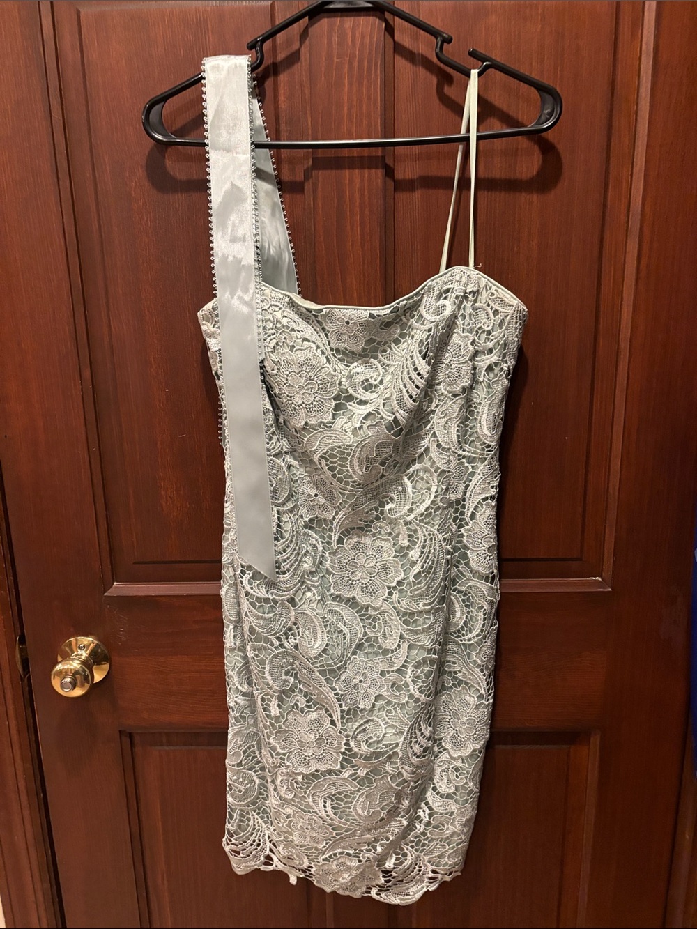 Strapless Lace Sheath Dress in Mint Green - Elegant Sleeveless Design